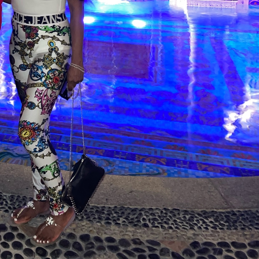 Women's multi-colored Versace Jeans Couture leggings.